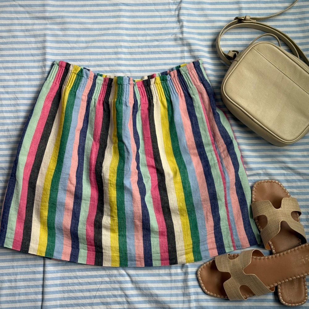 J. Crew Multicolor Striped Linen Skirt